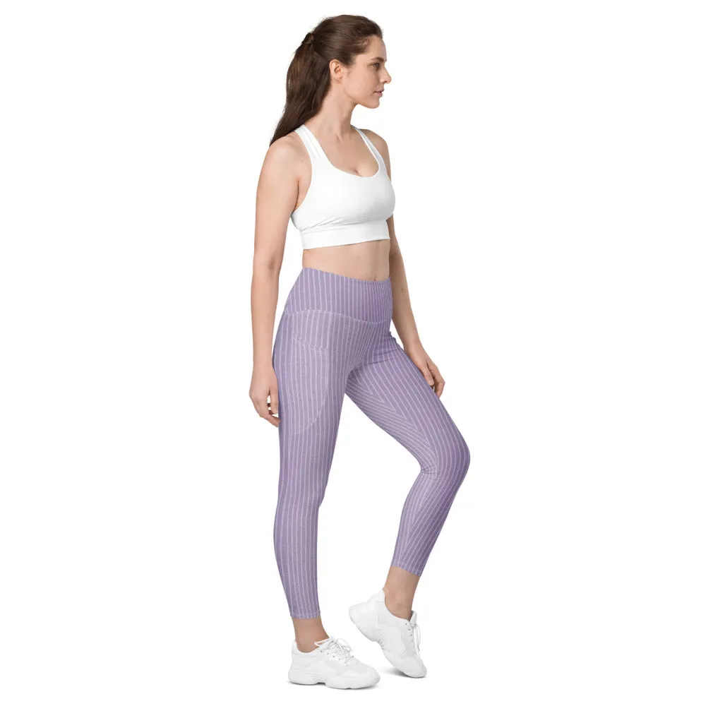 ELEVATED ESSENTIALS, THE PERFECT SIDE POCKET LEGGING PURPLE STRIPES