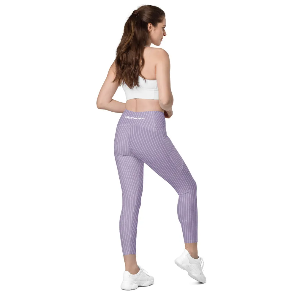 ELEVATED ESSENTIALS, THE PERFECT SIDE POCKET LEGGING PURPLE STRIPES