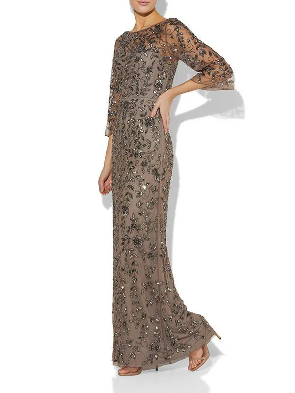 Eliza Gunmetal Hand Beaded Gown