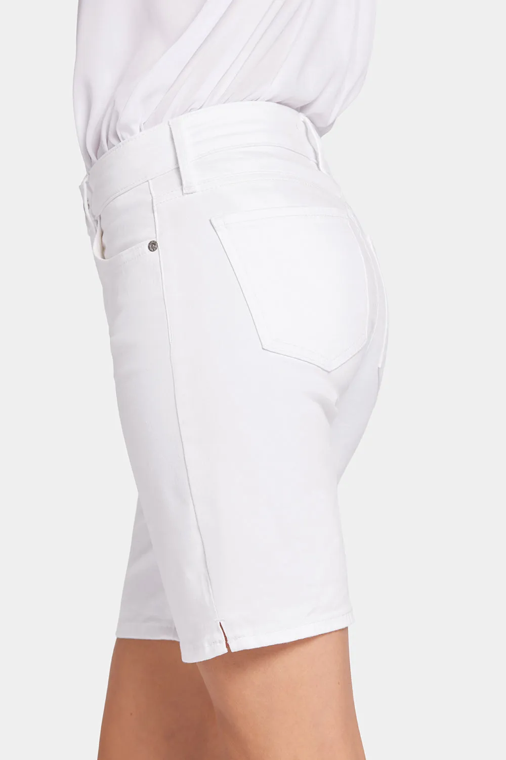 Ella Denim Shorts In Petite - Optic White