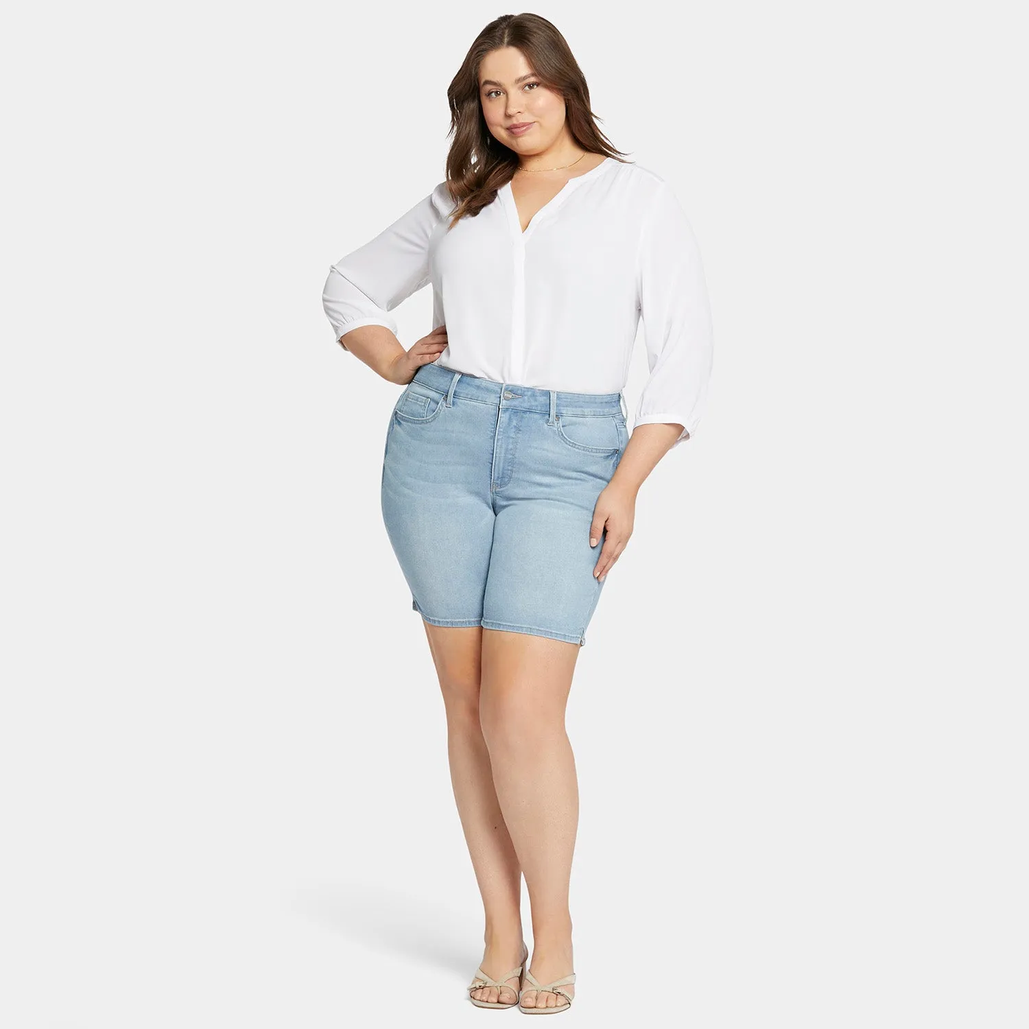 Ella Denim Shorts In Plus Size - Poetry