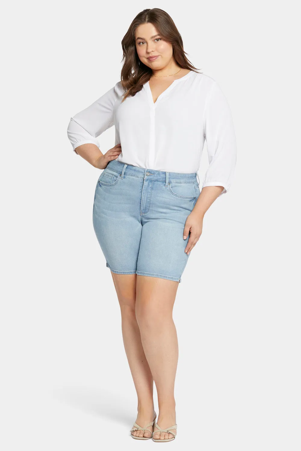 Ella Denim Shorts In Plus Size - Poetry