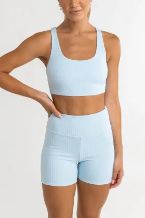 Elle Ribbed Crop Top Blue Smoke