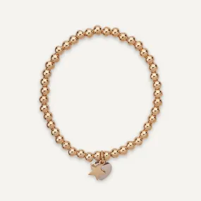 Emily Heart and Star Elasticated Bracelet In Gold & Silver-Tone