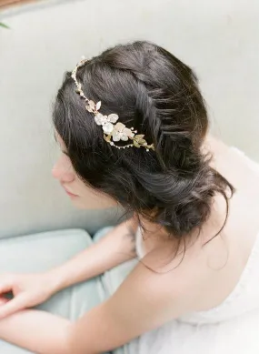 EMMA ANNE Gilded Leaves Bridal Headband