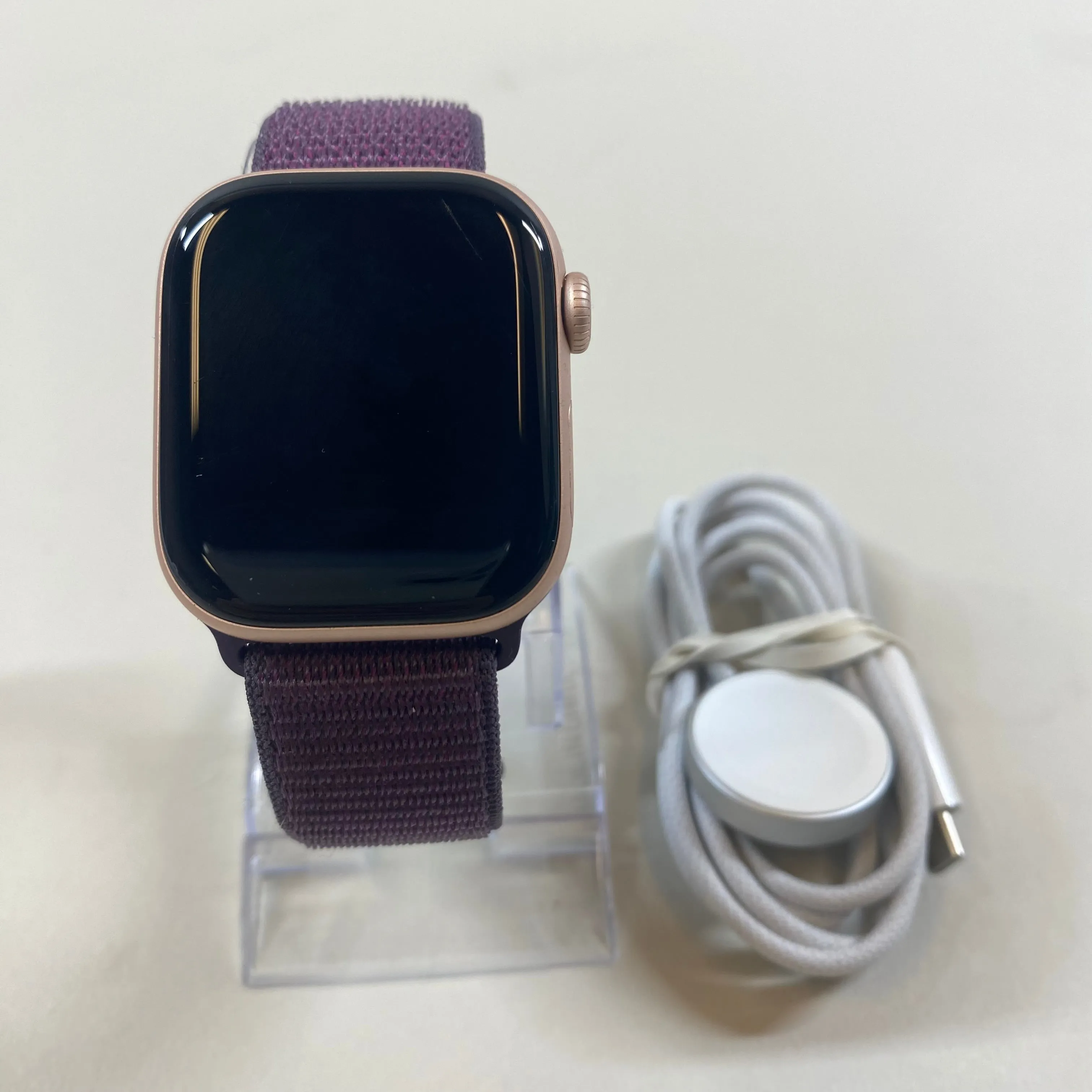 Factory Unlocked Apple Watch Series 10 42MM Rose Gold Aluminum Plum Sport Loop