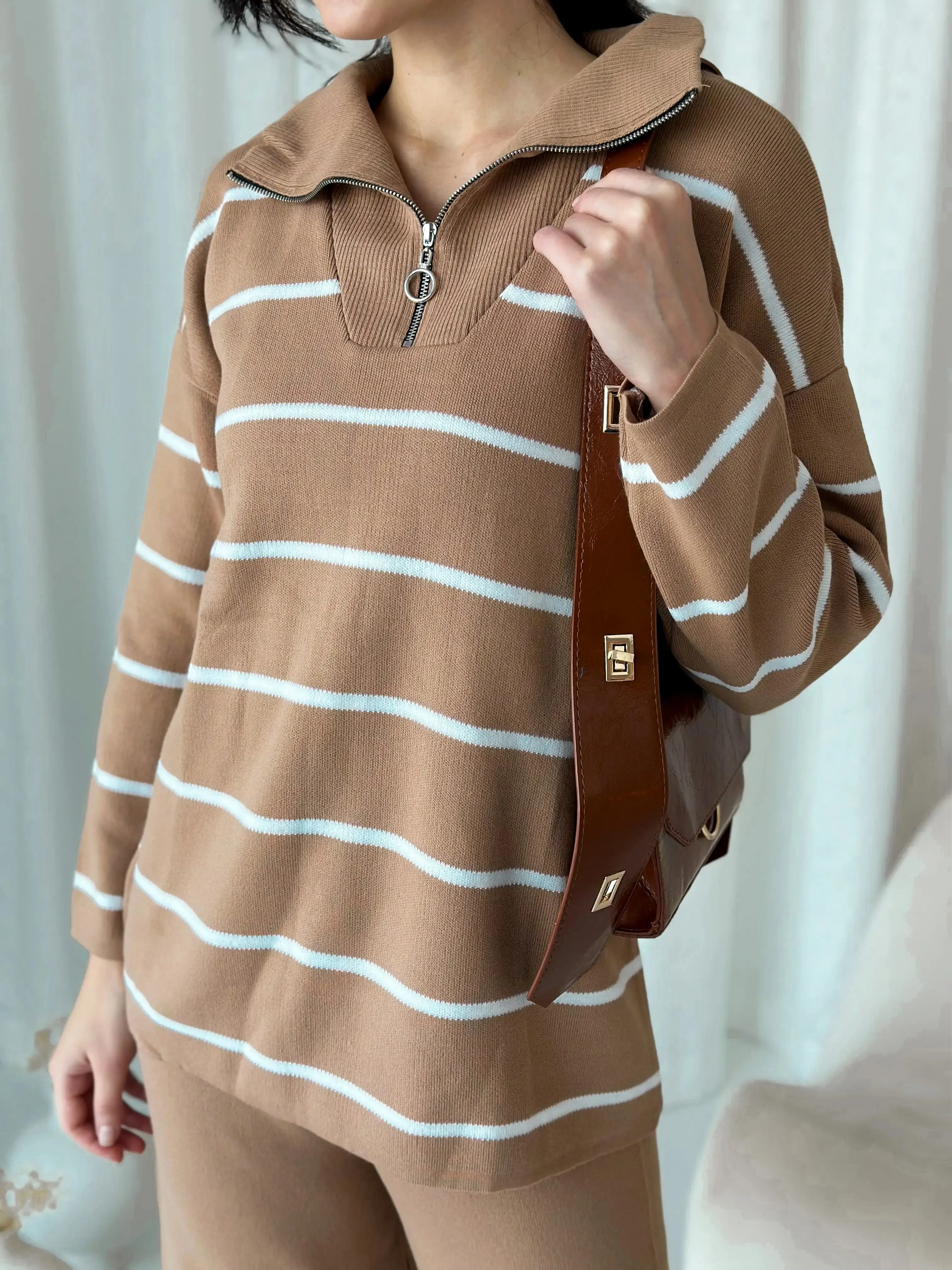 Falling Forward Sweater Co Ord - Beige