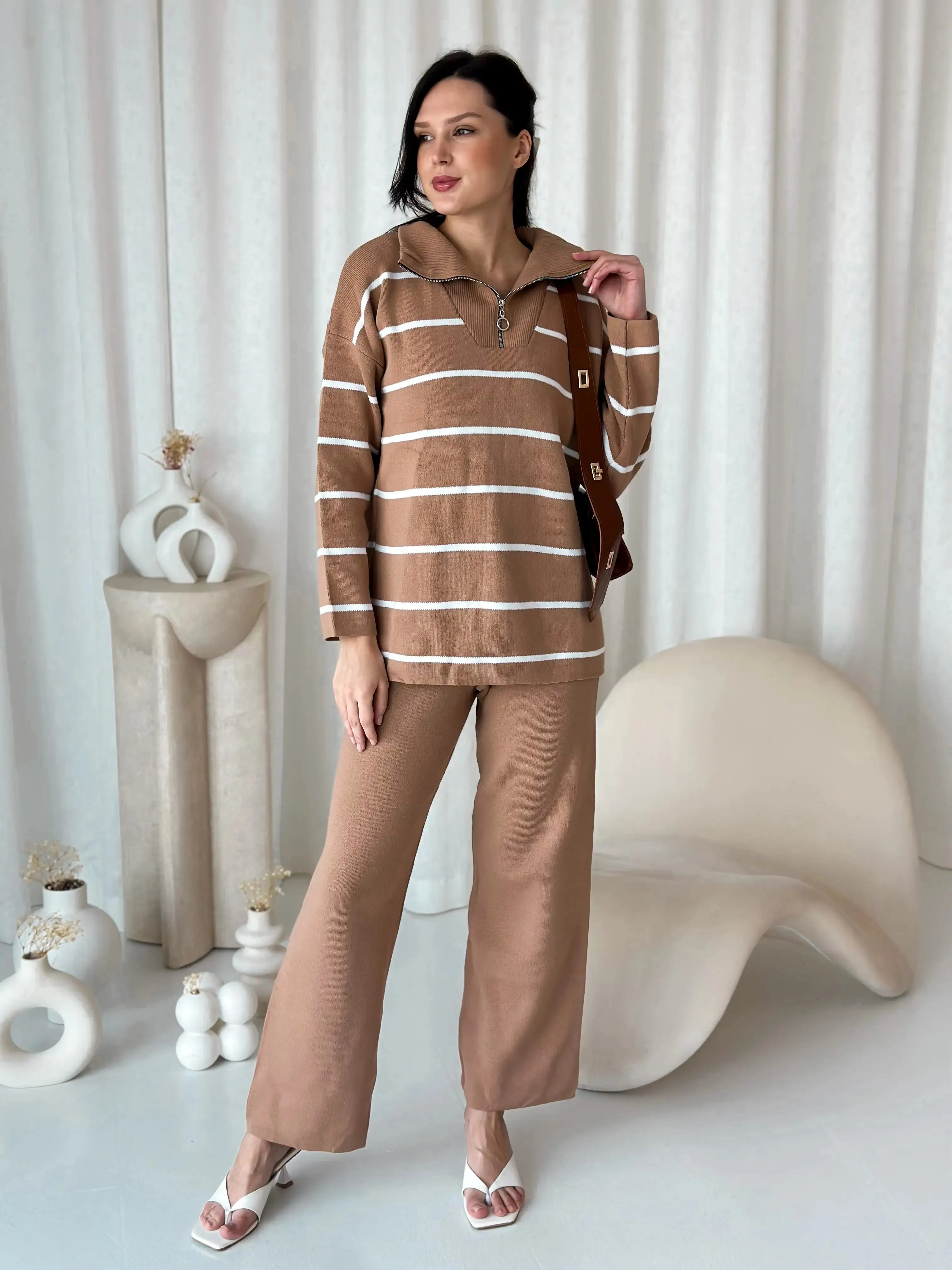 Falling Forward Sweater Co Ord - Beige