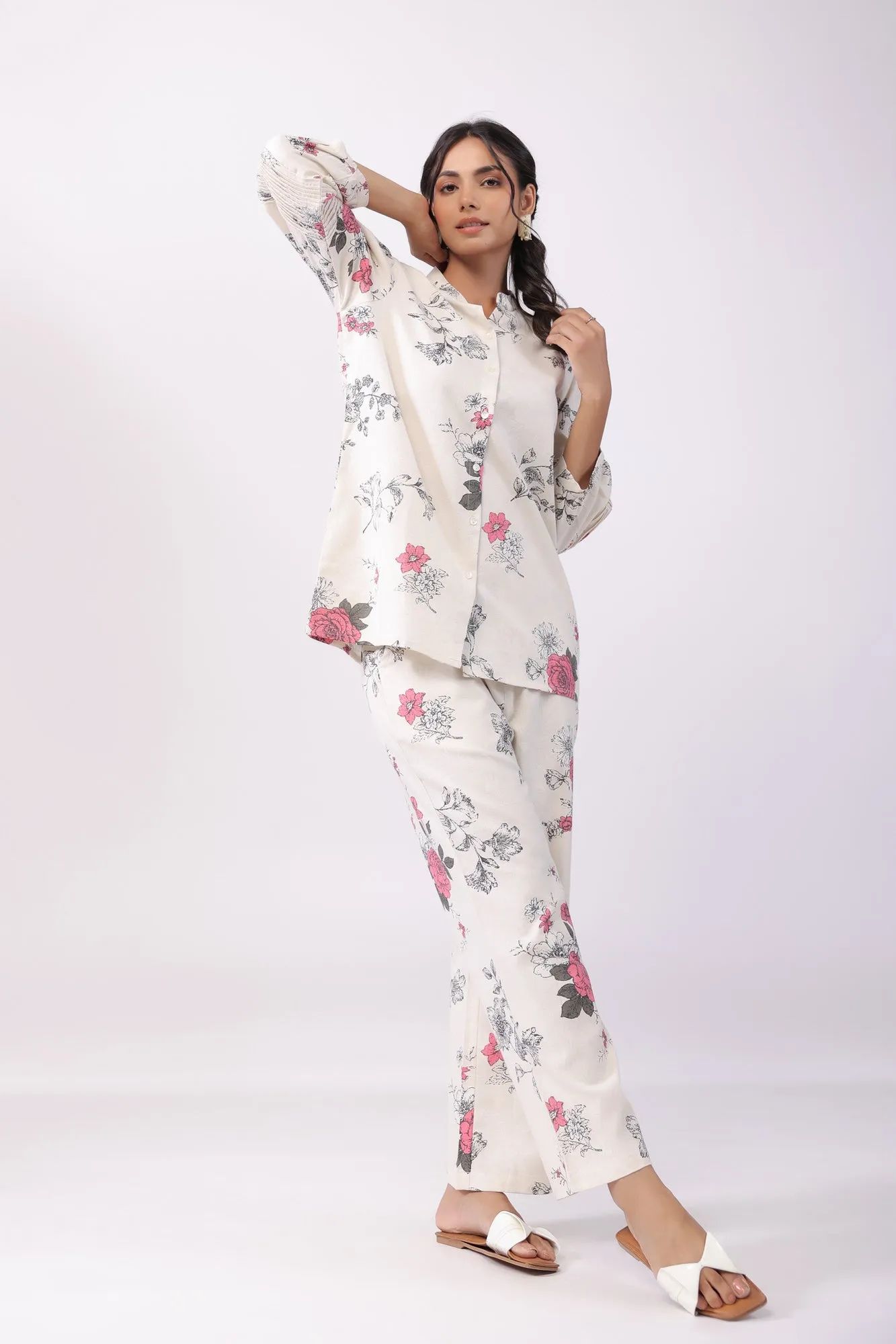 Floral Mirage Off White Cotton Co-ord Set