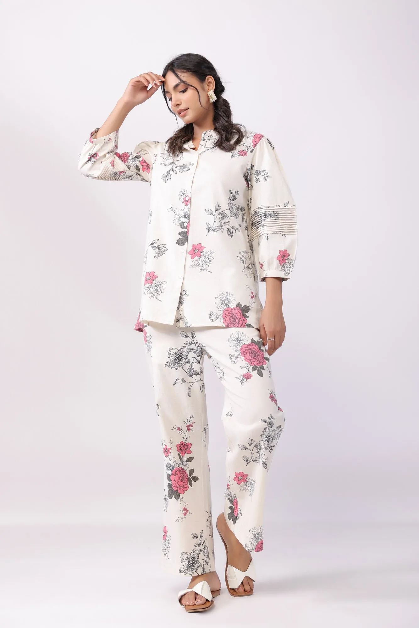 Floral Mirage Off White Cotton Co-ord Set