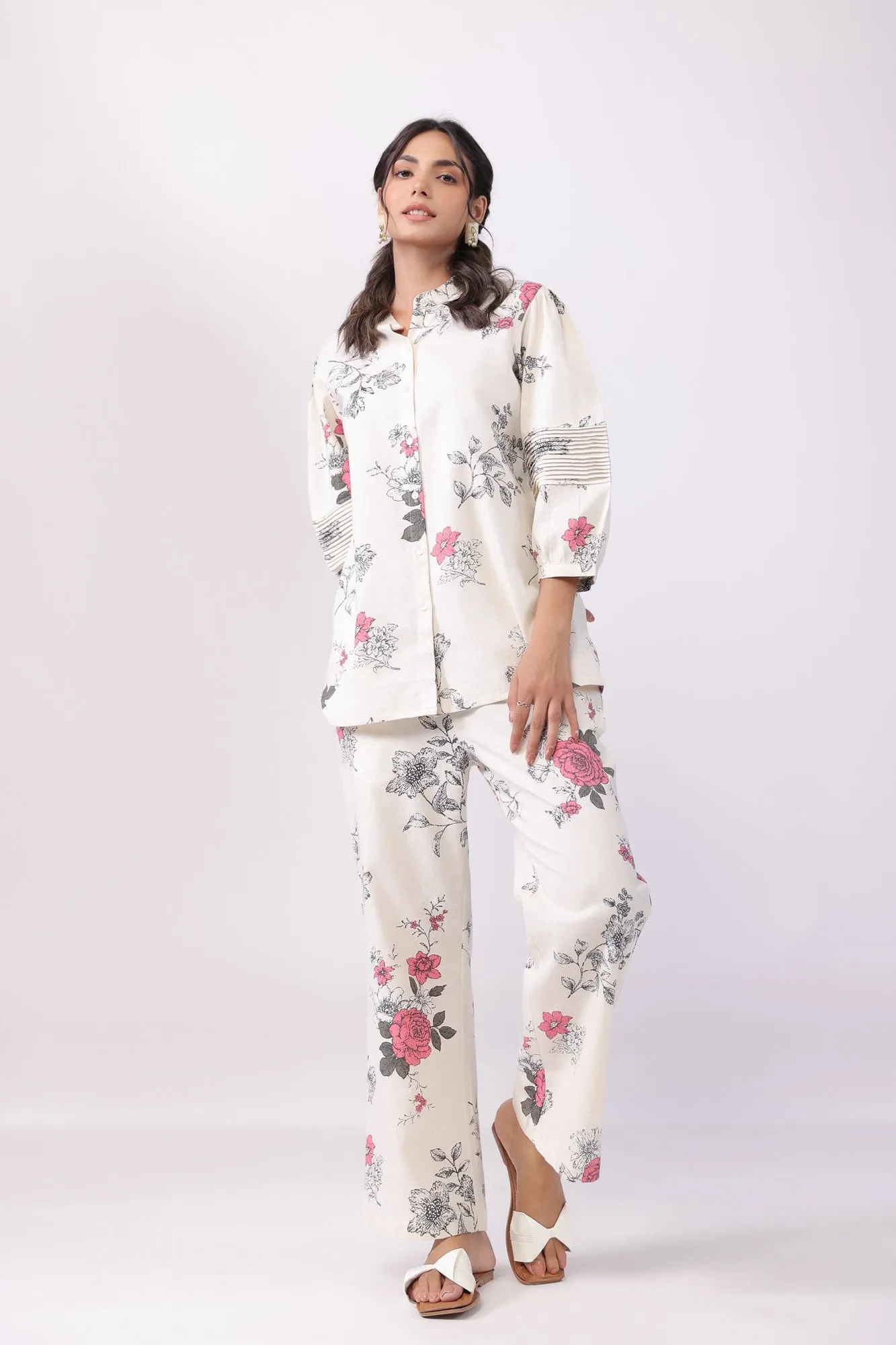 Floral Mirage Off White Cotton Co-ord Set