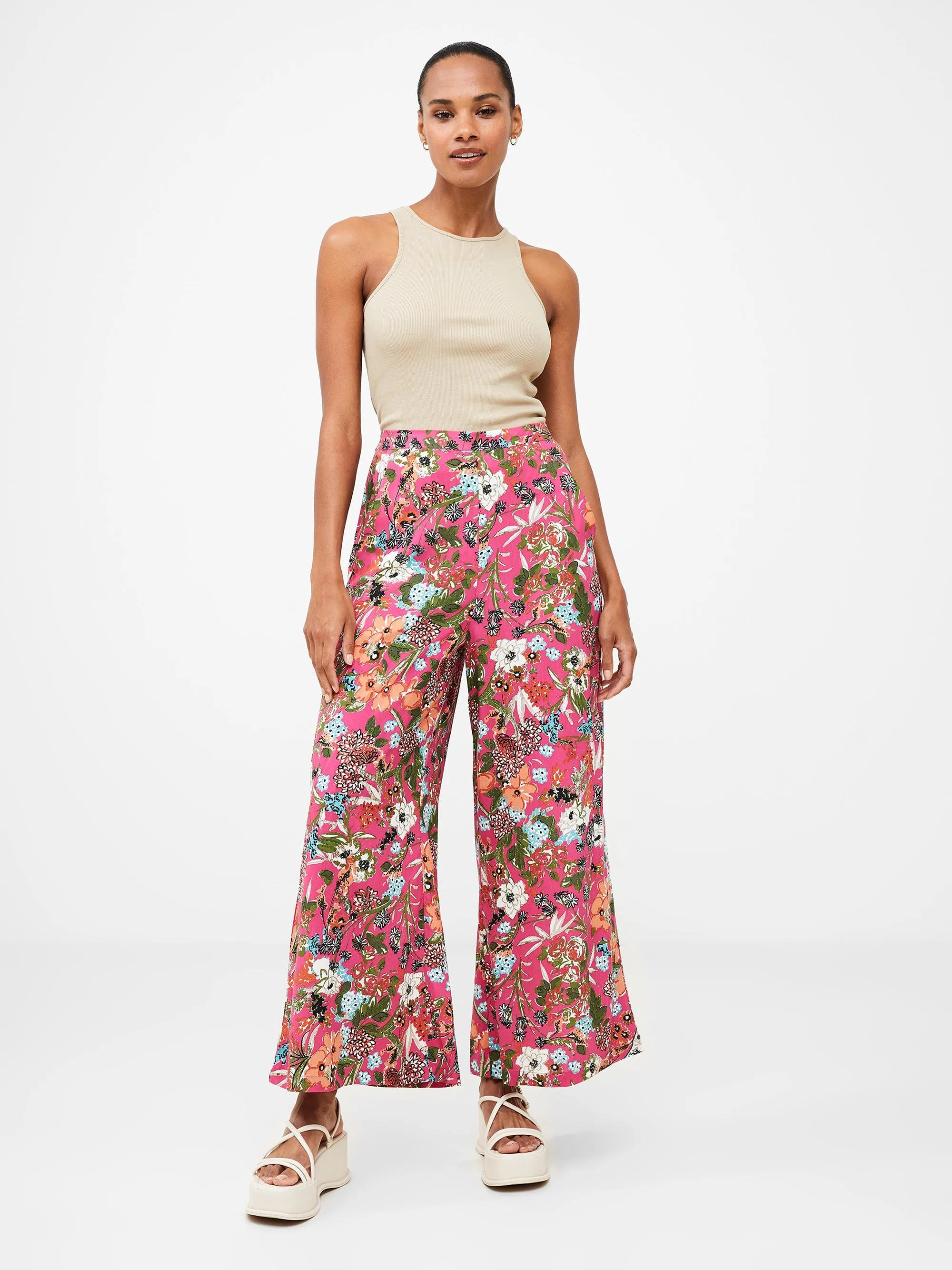 Floral Print Wide Leg Trousers