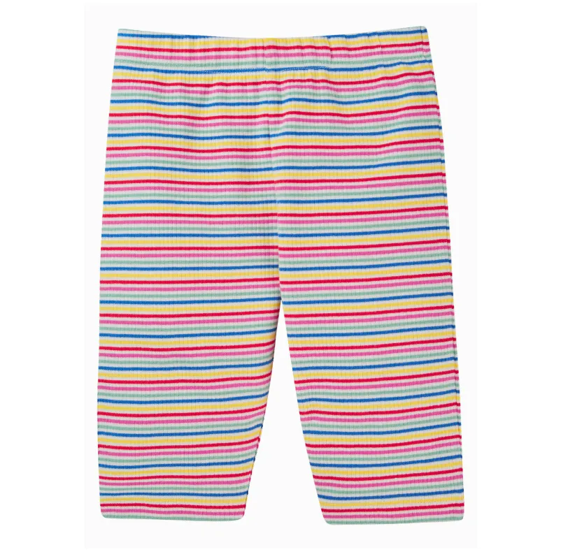 Frugi Laurie Rib Shorts - Rainbow Rib Stripe