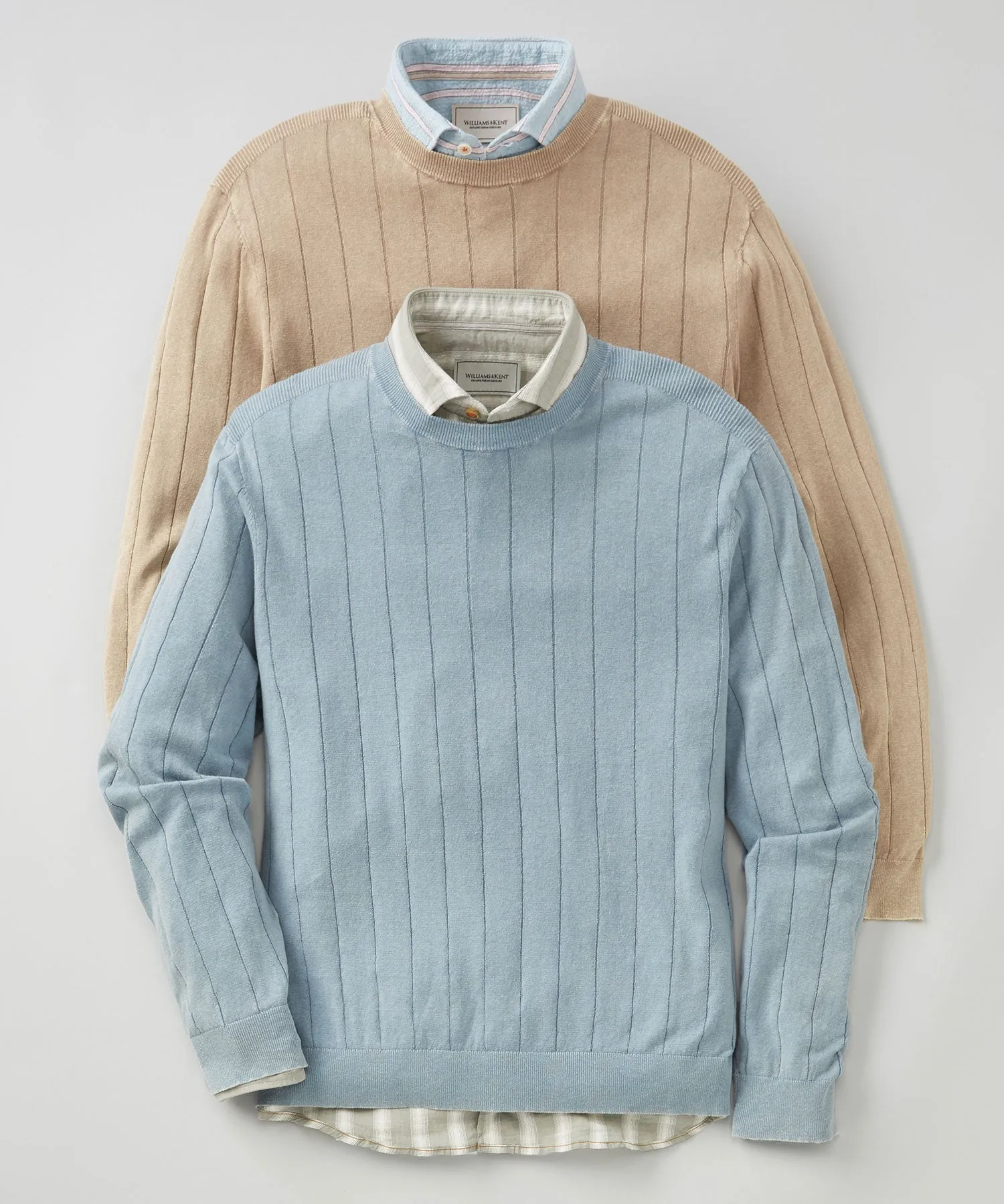 Garment Dyed Vertical Rib Crewneck Sweater