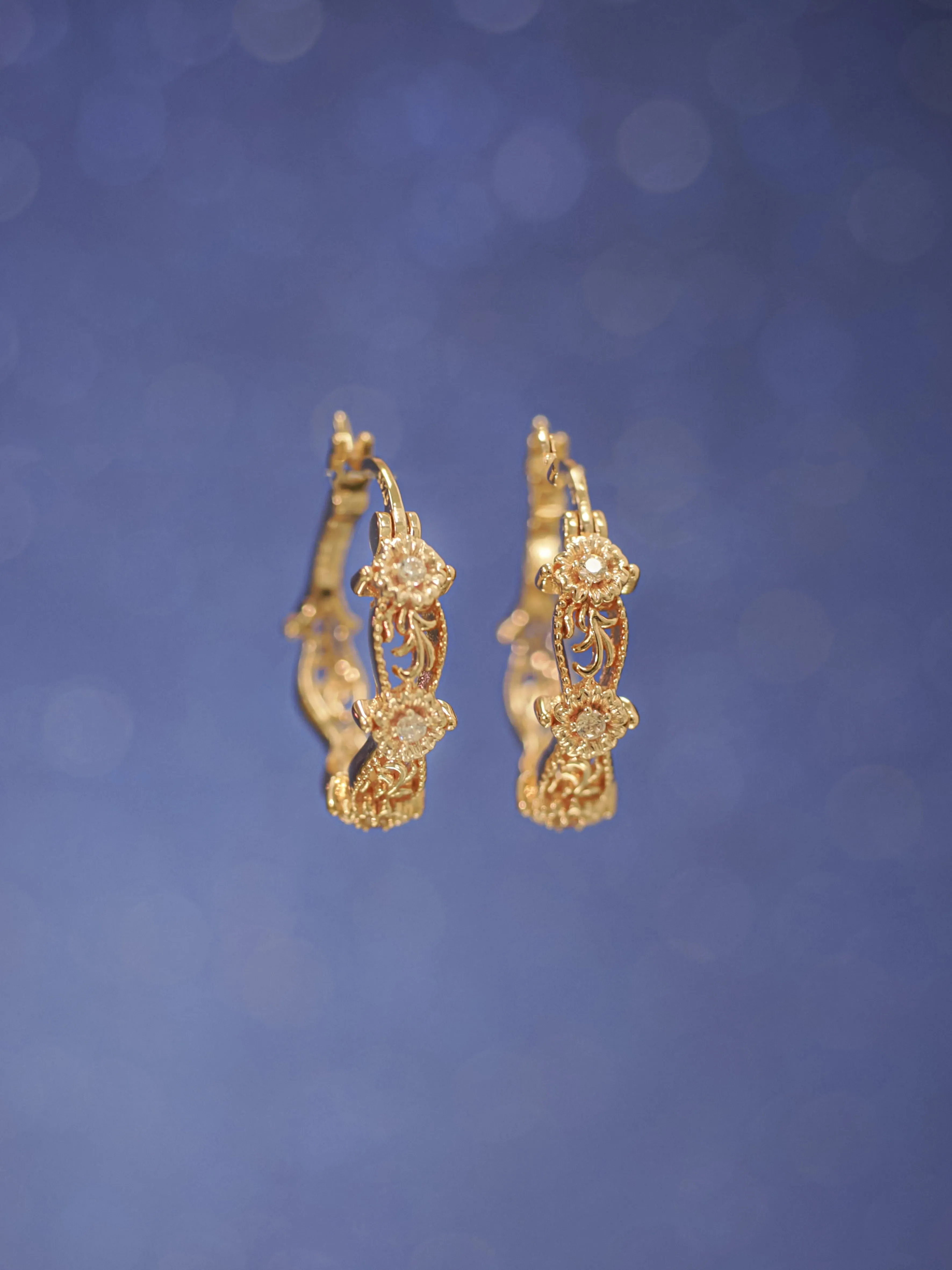 Gold Floral Hoop Earrings - Aster