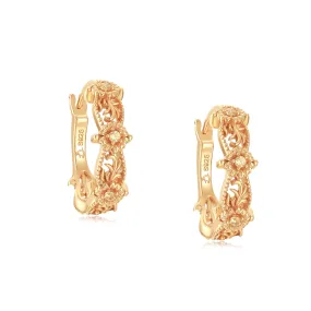 Gold Floral Hoop Earrings - Aster