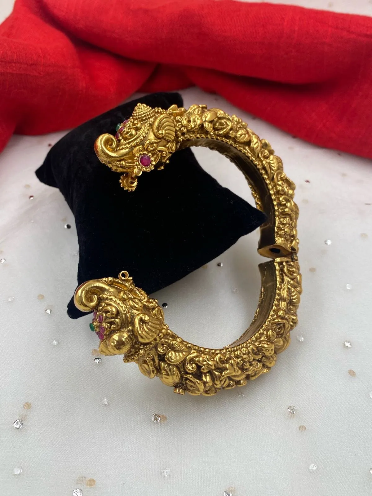 Gold Plated Antique Golden Elephant Head Kada Bangle For Ladies By Gehna Shop