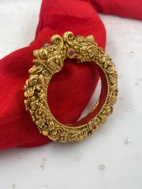 Gold Plated Antique Golden Elephant Head Kada Bangle For Ladies By Gehna Shop