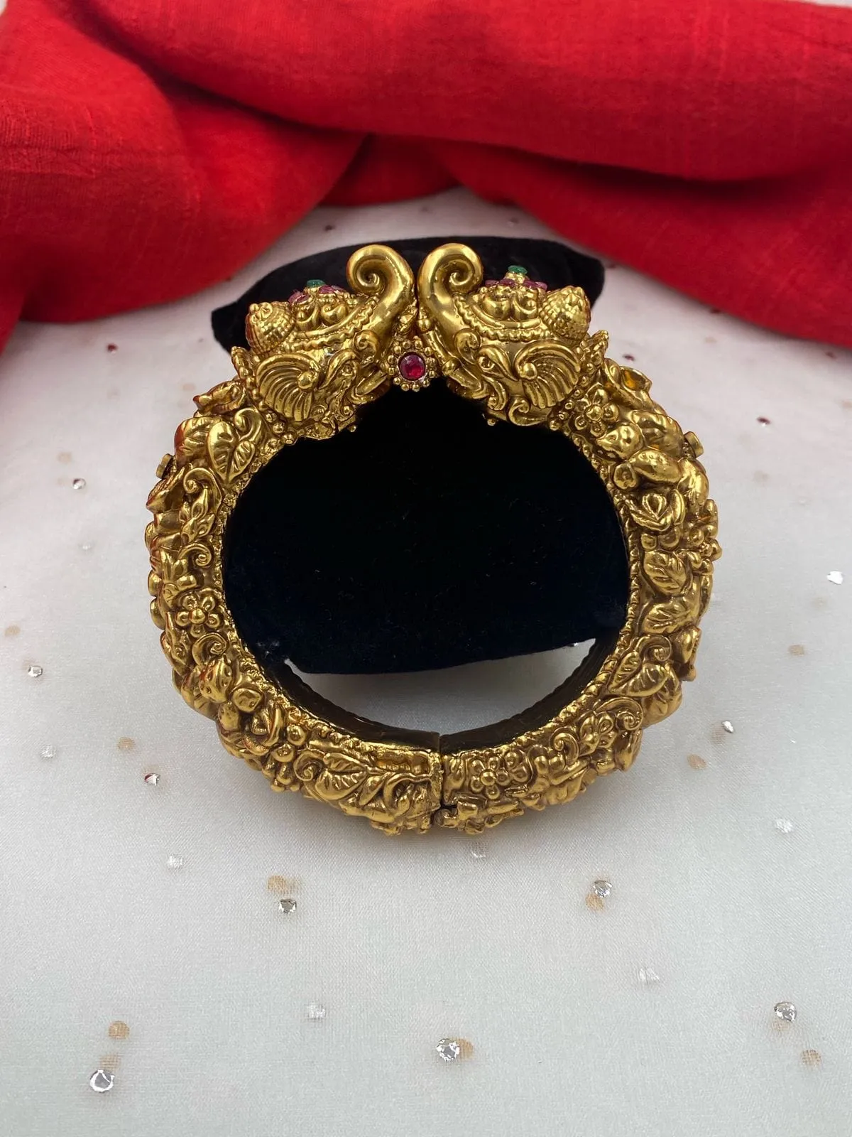 Gold Plated Antique Golden Elephant Head Kada Bangle For Ladies By Gehna Shop