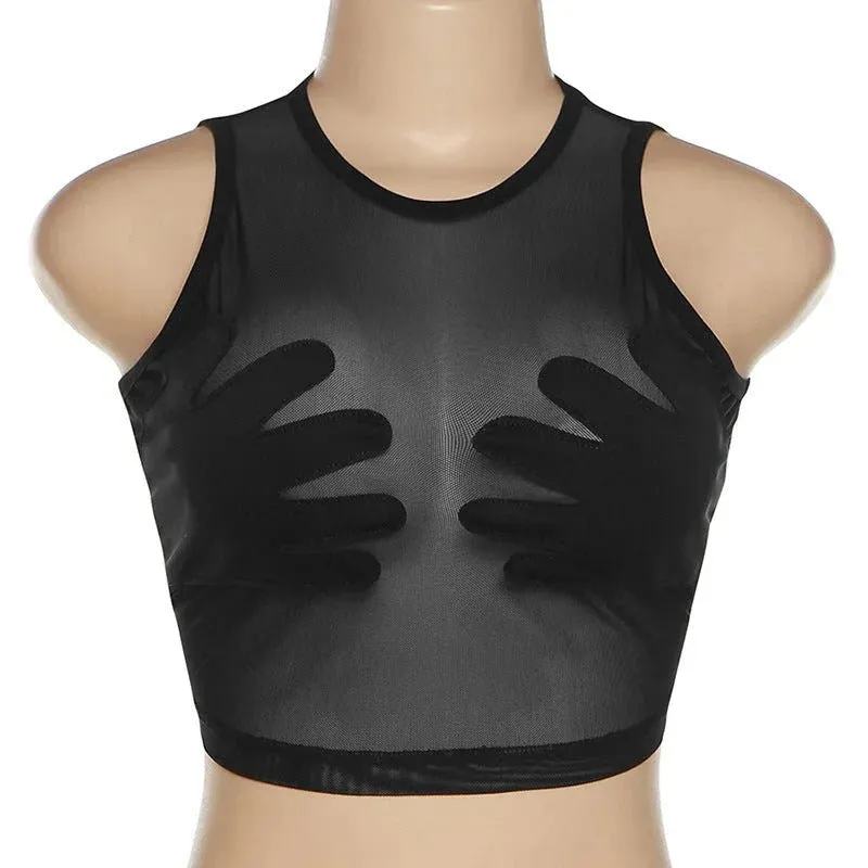 Handful Mesh Crop Tank Top