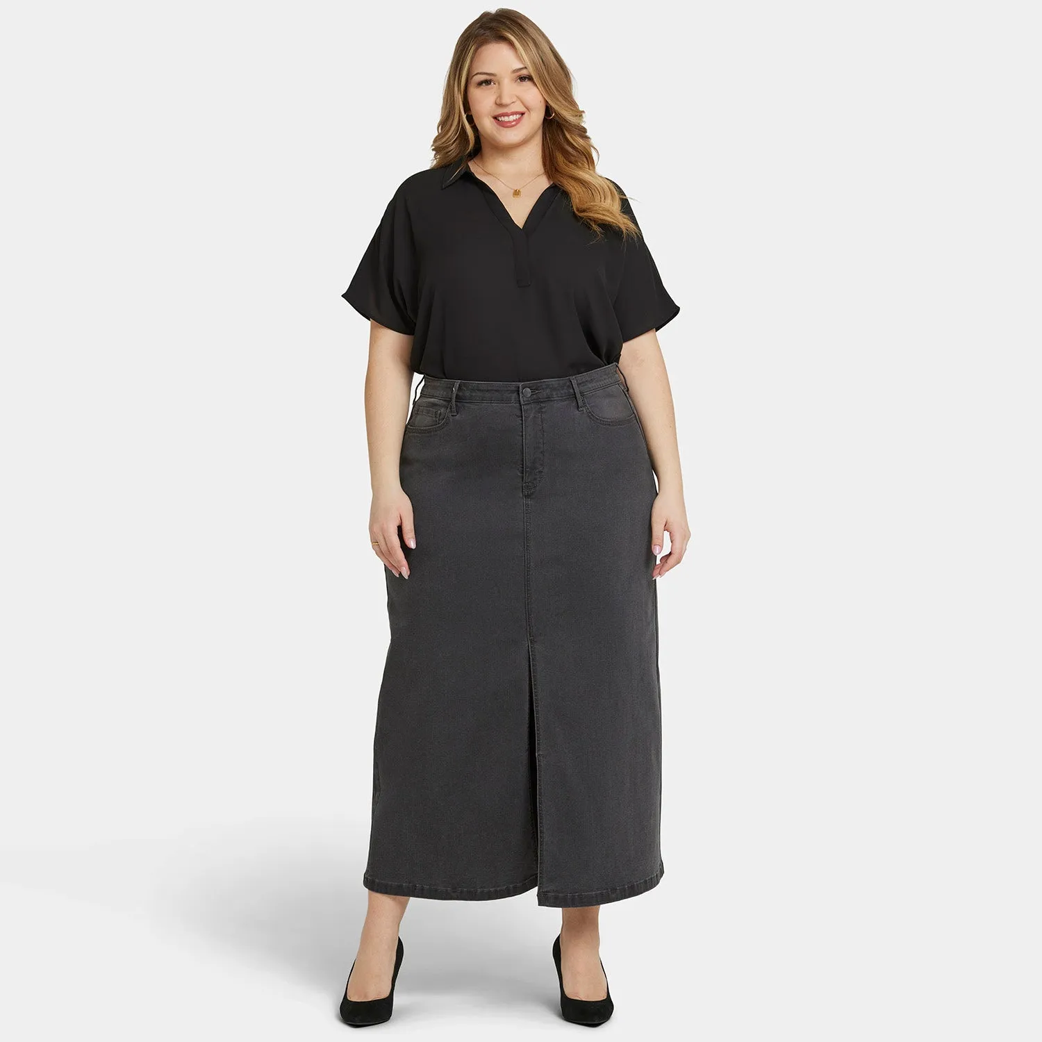 High Rise Long Skirt In Plus Size - Cloud Stone