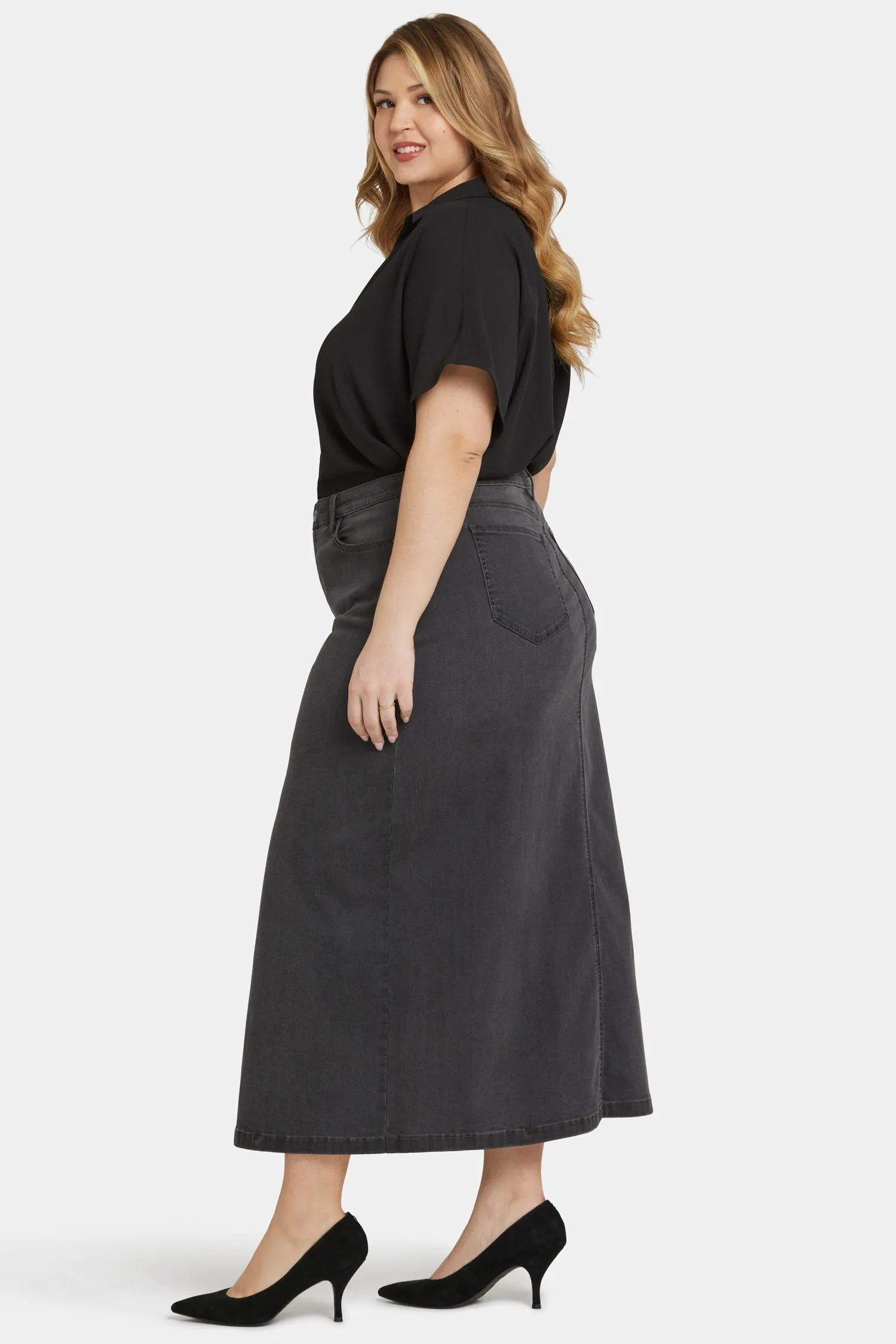 High Rise Long Skirt In Plus Size - Cloud Stone