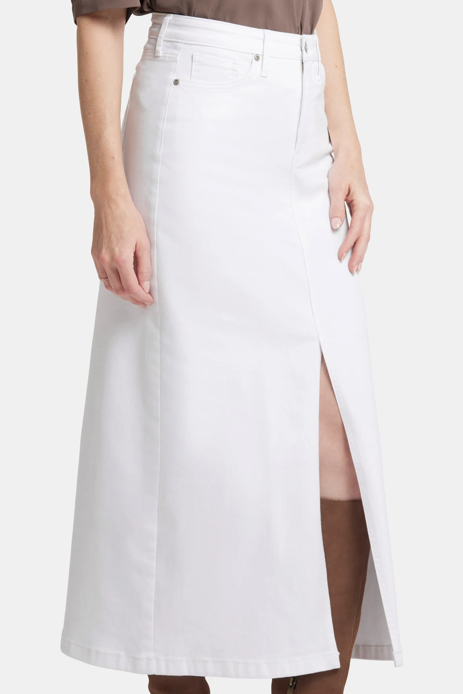 High Rise Long Skirt - Optic White