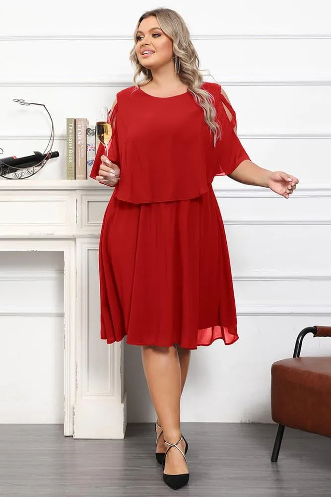 HN Overlay Crew Neck Elastic Waist Dress