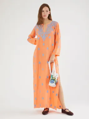 Indian silk embroidered kaftan