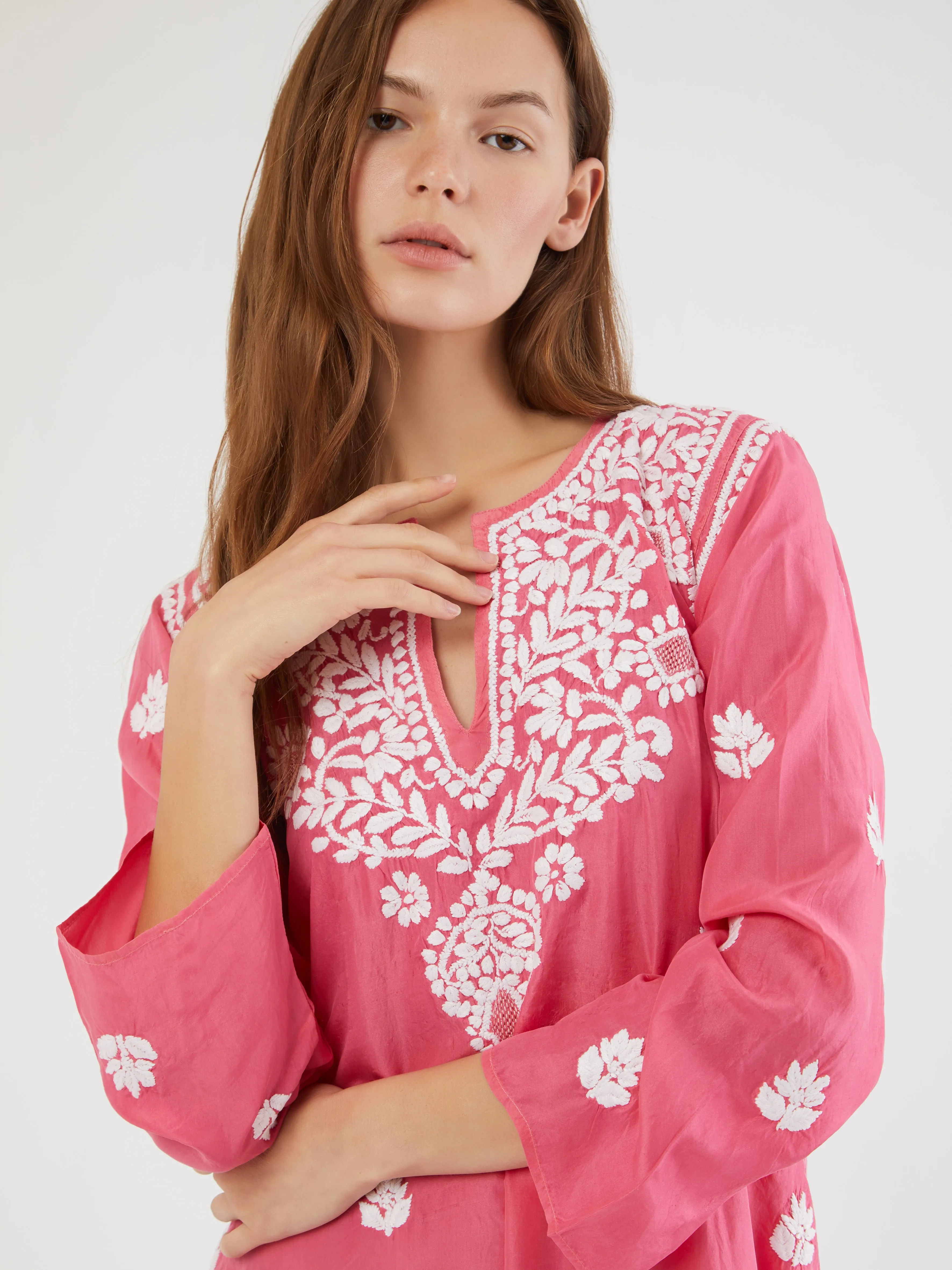 Indian silk embroidered kaftan