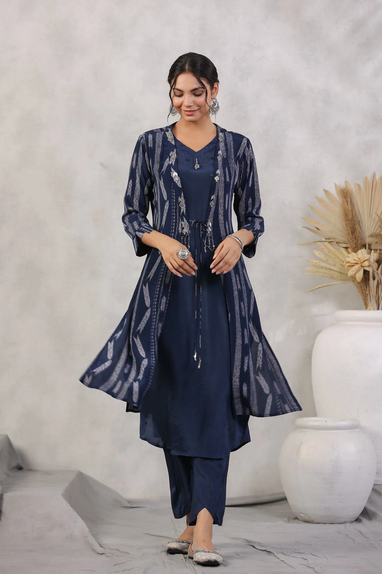 Indigo Maritime Silk Three Piece Coord Set