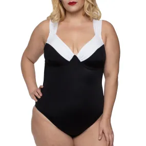 InstantFigure Plus Size Contrast Trim One Piece Swimsuit 13496PC