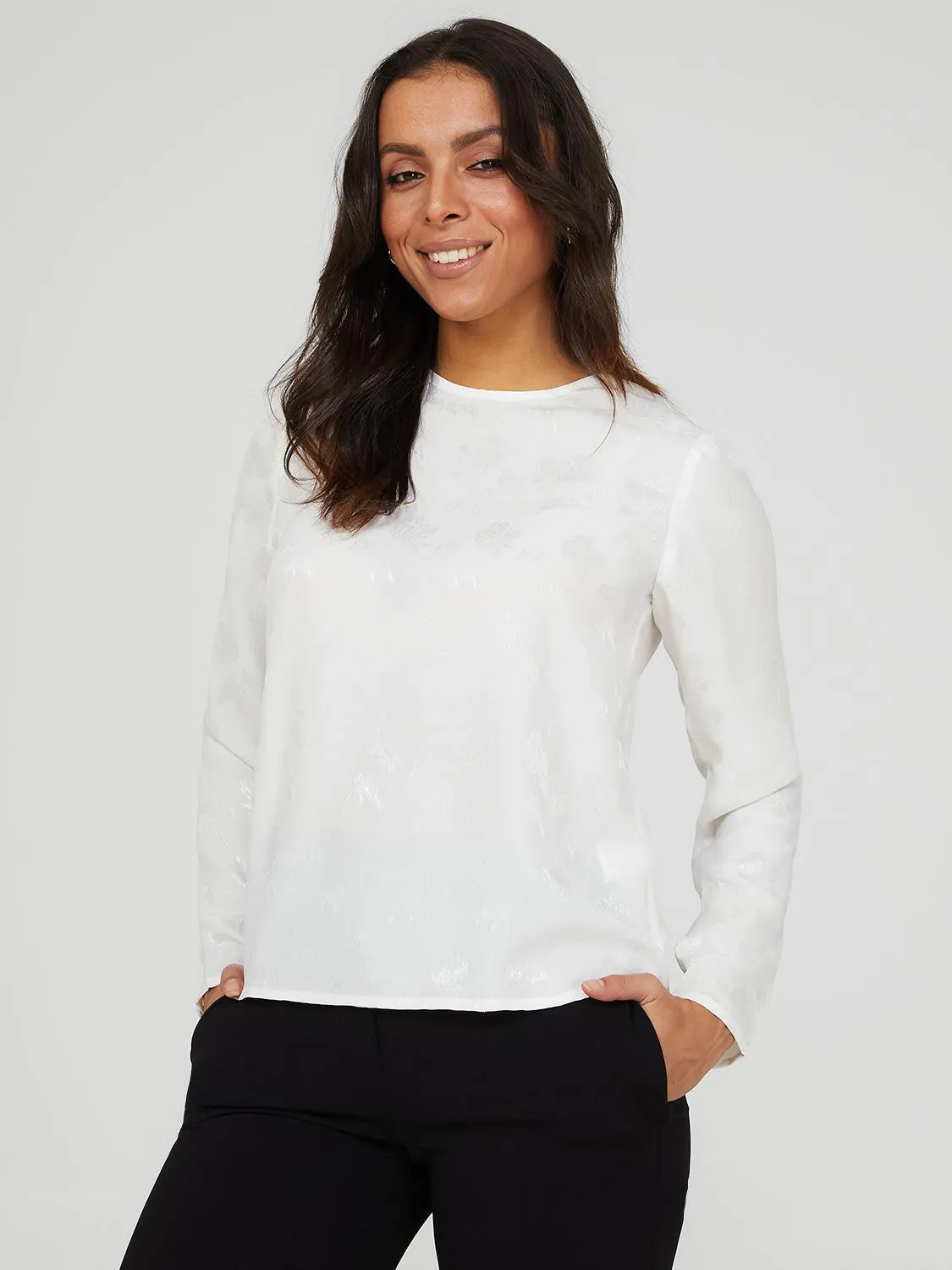 Jacquard Scoop Neck Blouse