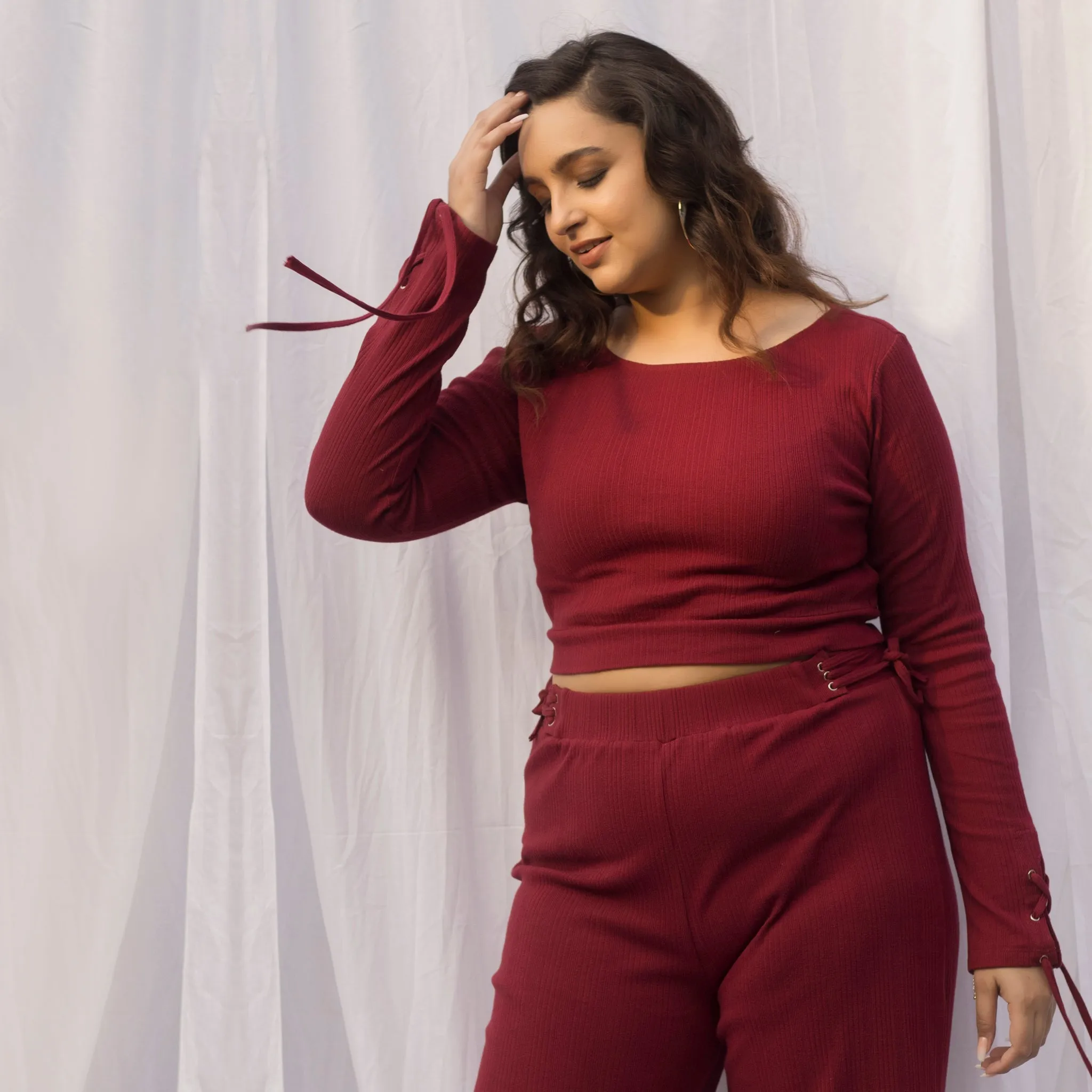 Jenna Burgundy Rib Top