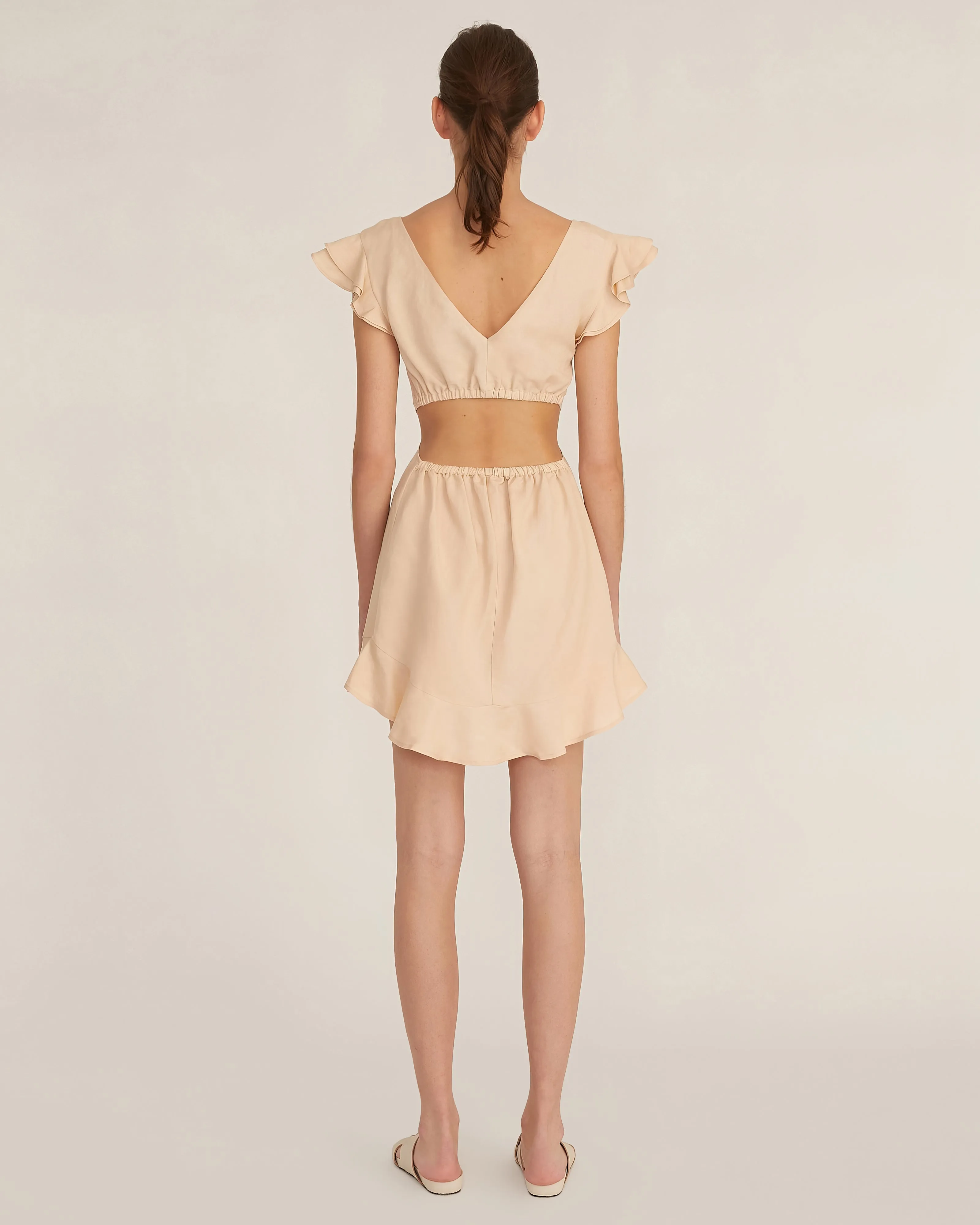 Kaia Linen Blend Cut Out Mini Dress