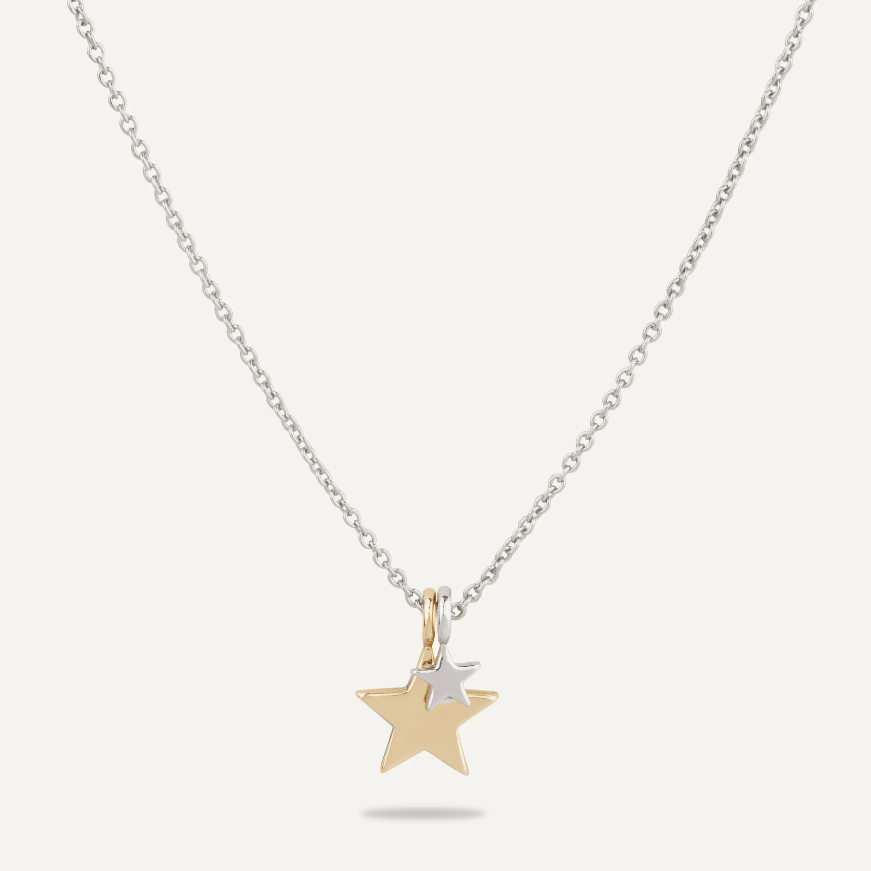 Keira Mixed Star Duo Necklace In Silver & Gold-Tone