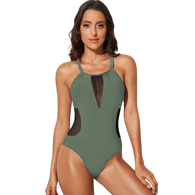 Lace Stitching One piece Swimsuit