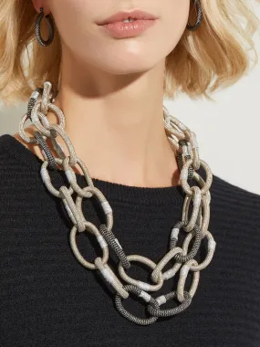 Large Textured Link Layered Necklace