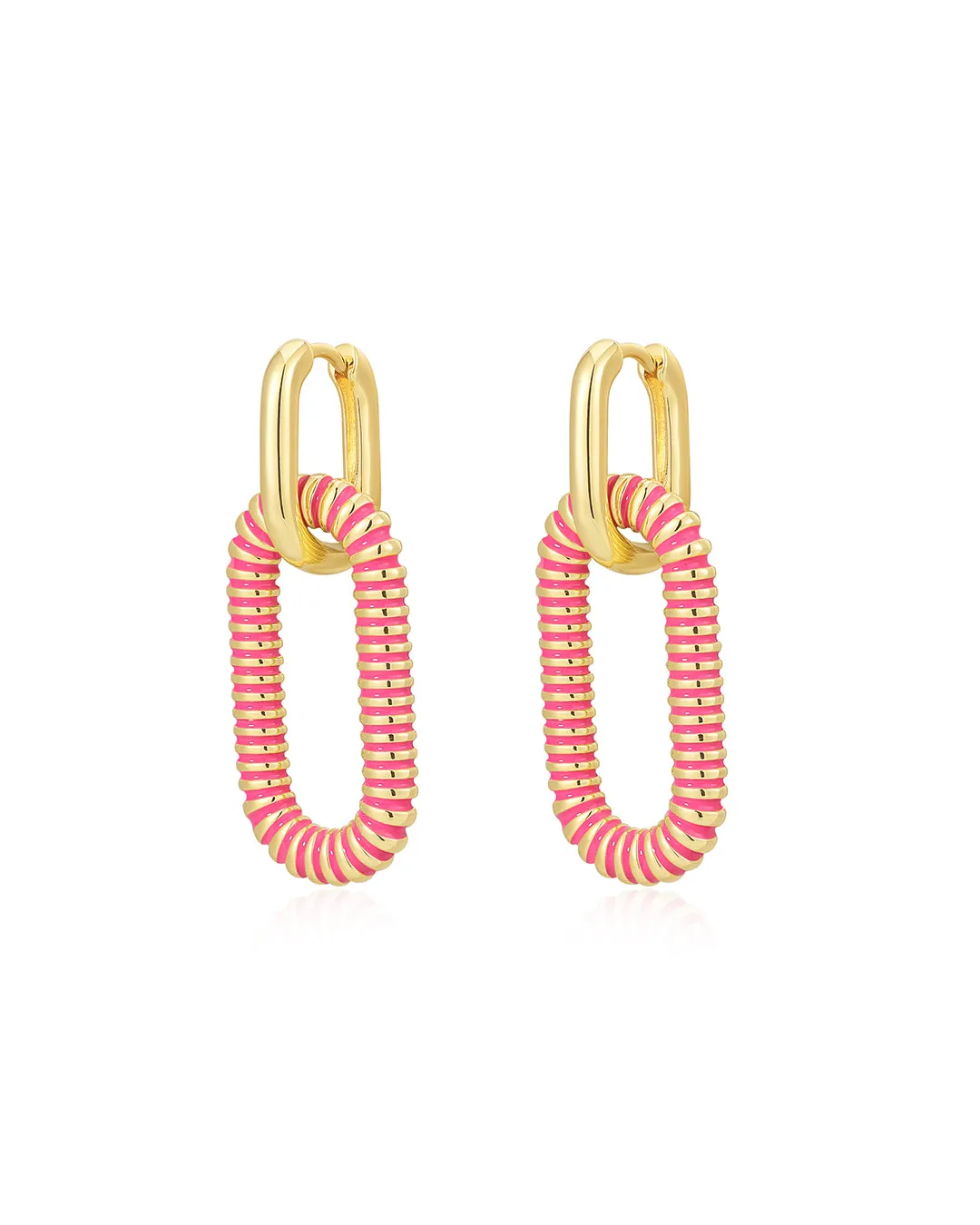 Le Signe Loop Hoops- Hot Pink- Gold