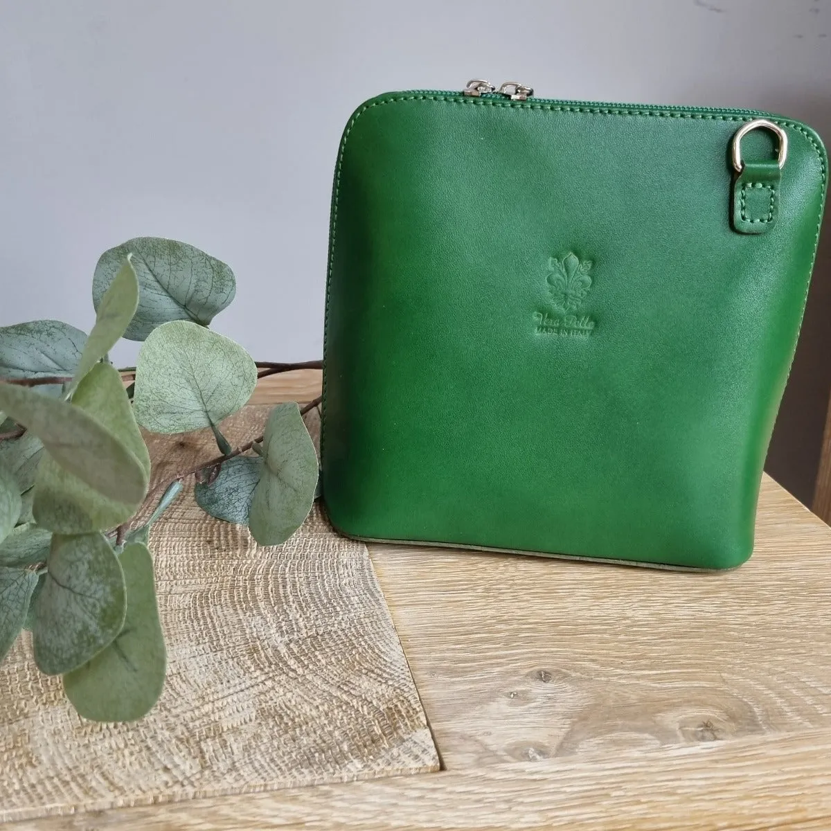 Leather Ladies Small Cross Body PS14 In Greens