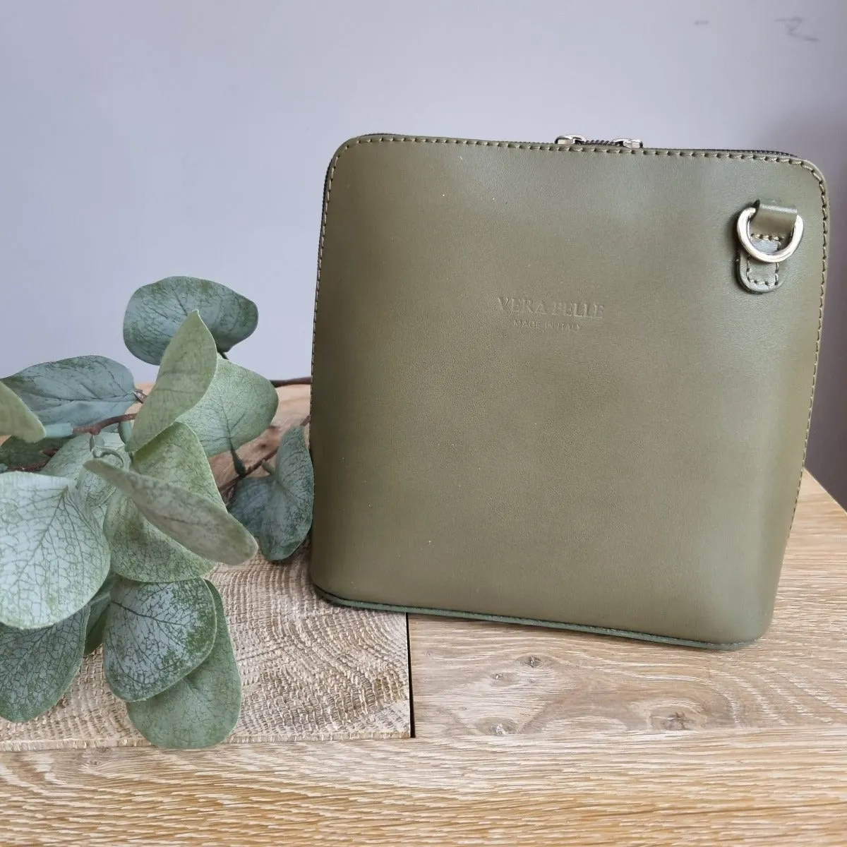 Leather Ladies Small Cross Body PS14 In Greens