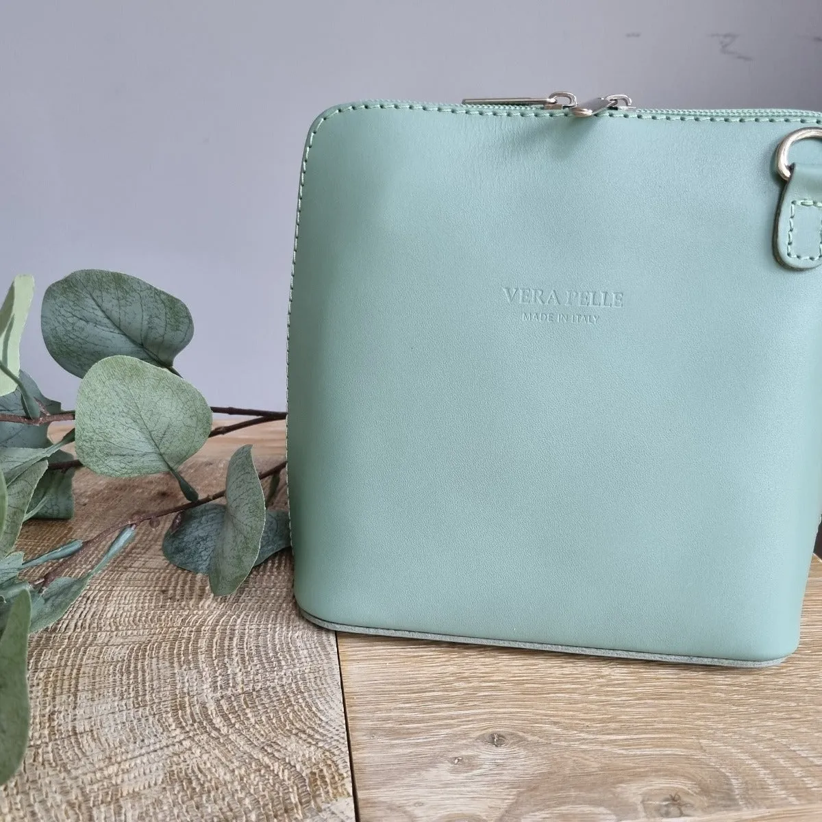 Leather Ladies Small Cross Body PS14 In Greens