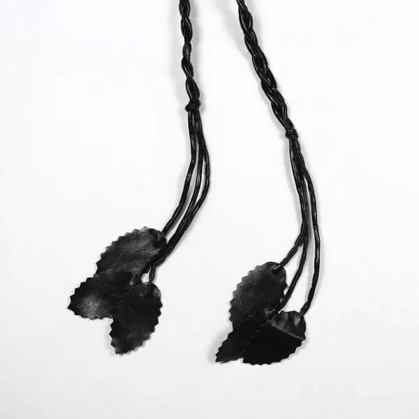 Leaves Detailing Braided Decorative Leather Cord Rope Waist Belt