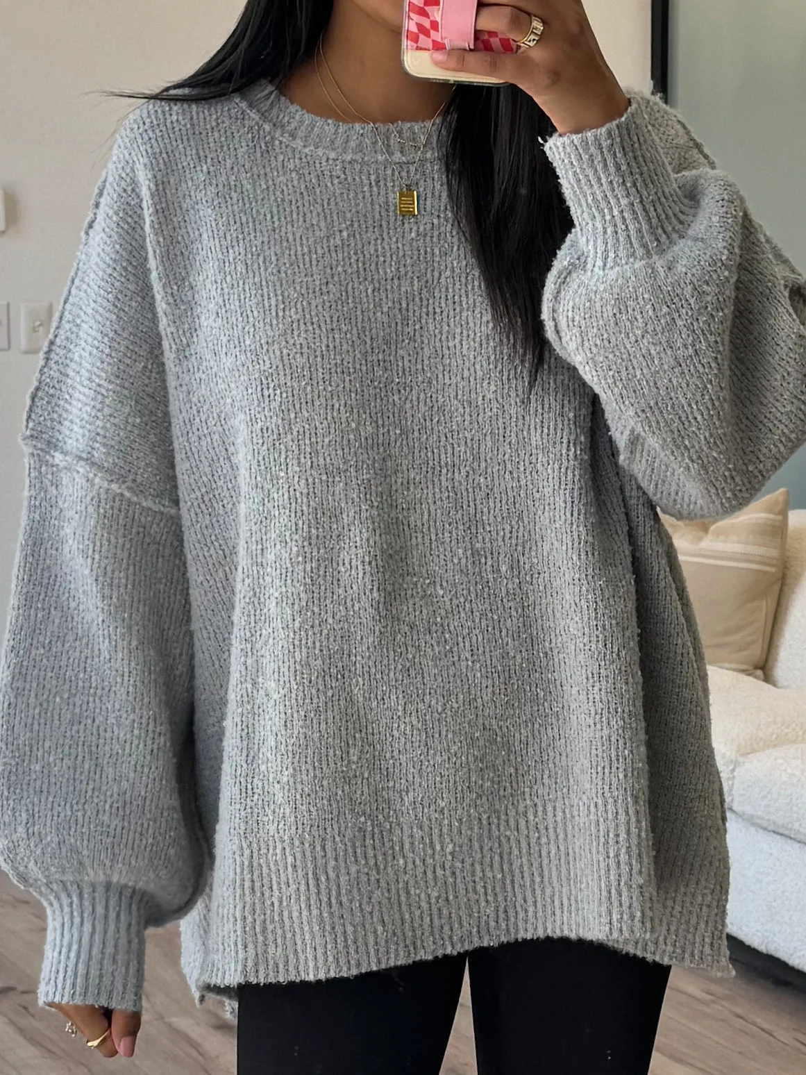 Lev Textured Sweater | Grey |  Plus Available