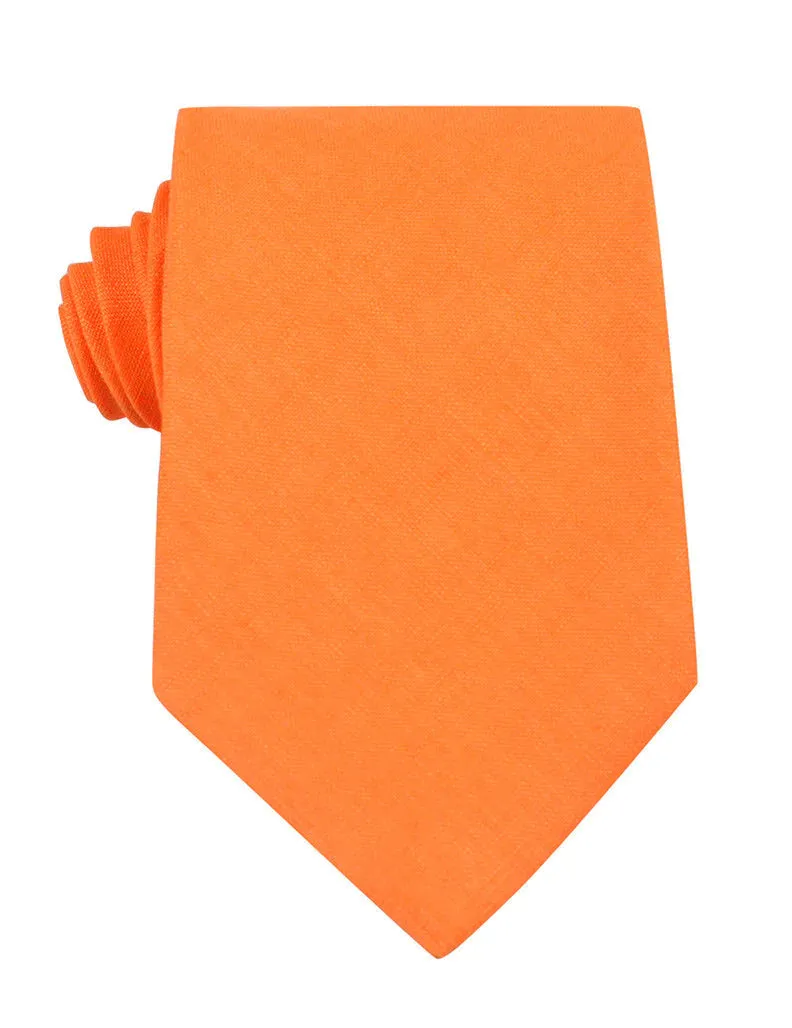 Linen Tie - Plain - Orange Amber