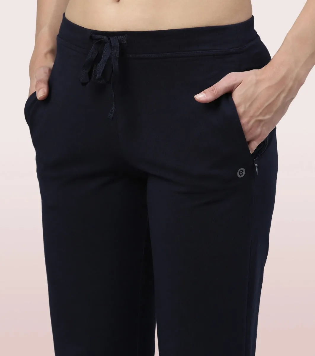 Lounge Pants | Basic Straight Leg Pants With Adjustable Drawstring And Zipper Pockets