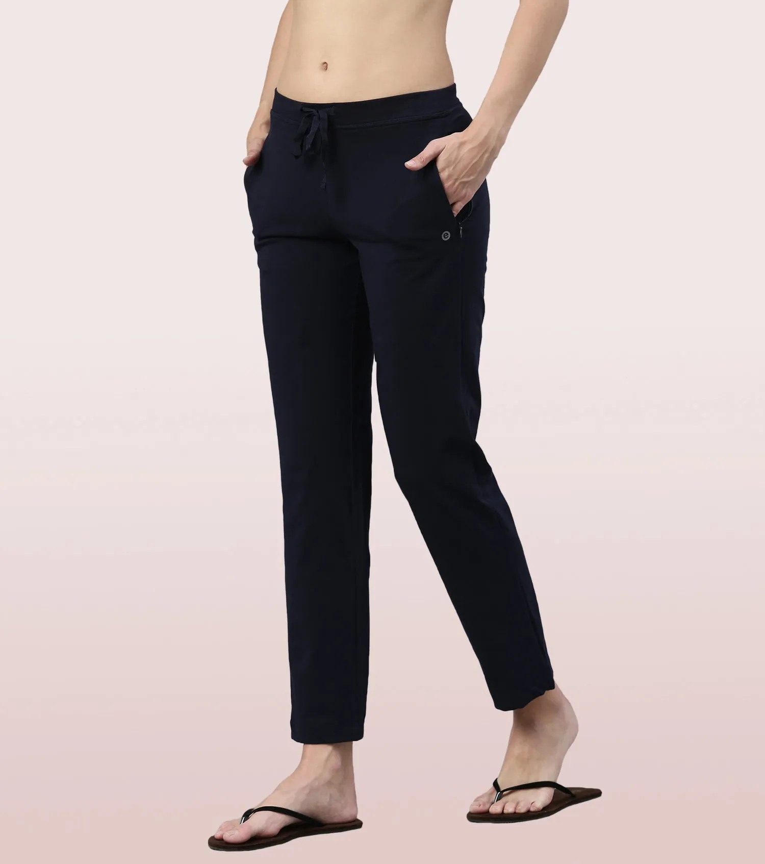 Lounge Pants | Basic Straight Leg Pants With Adjustable Drawstring And Zipper Pockets