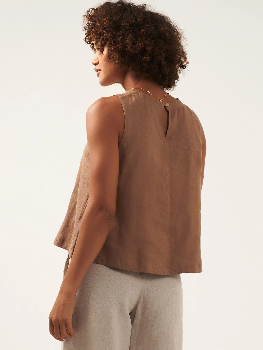 Lucia Linen Top Desert Sand