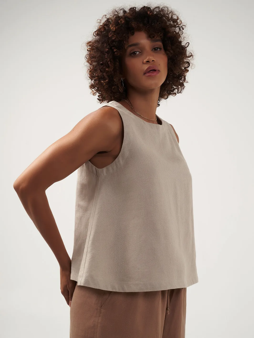 Lucia Linen Top Flax