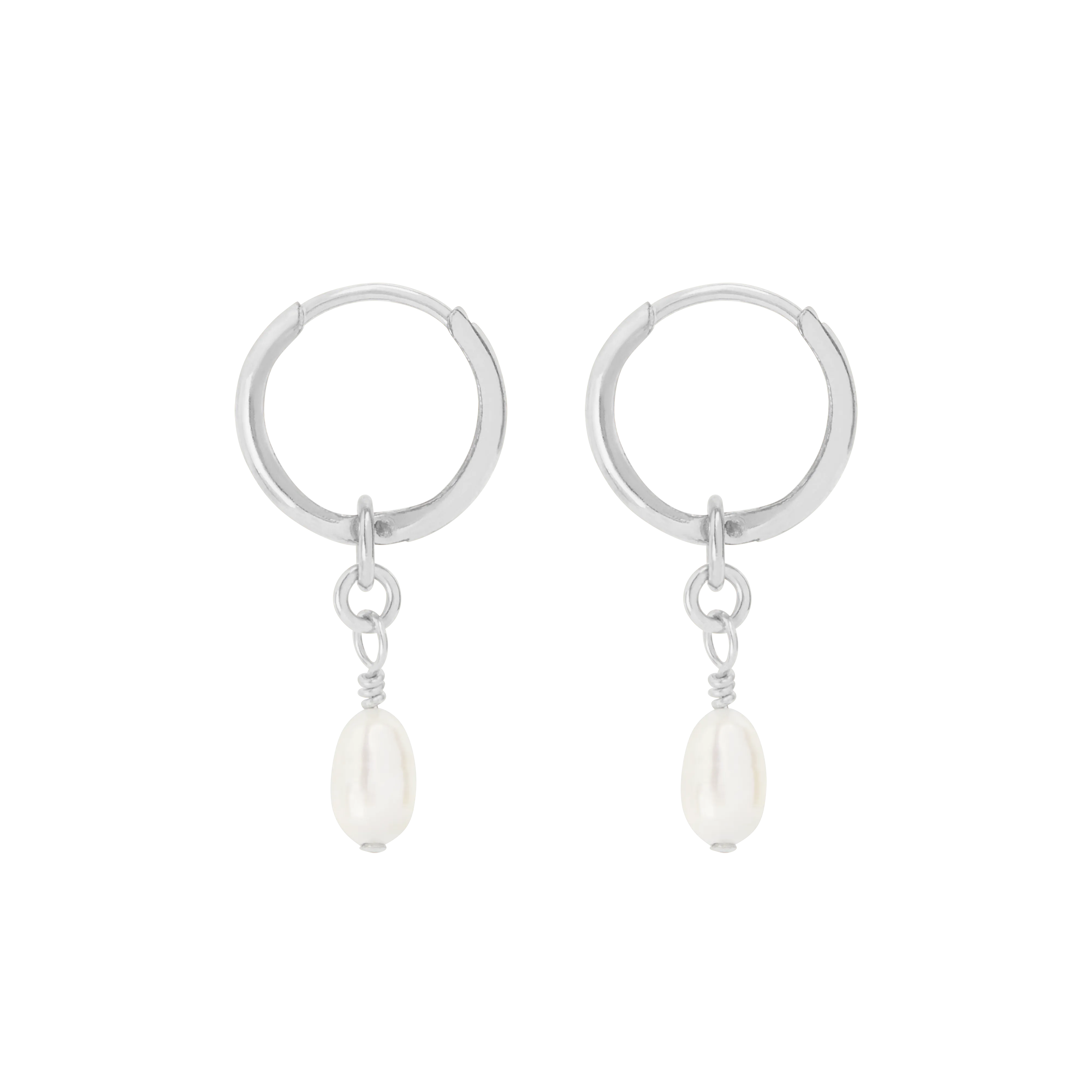 Lulita Pearl Mini Hoops - Silver